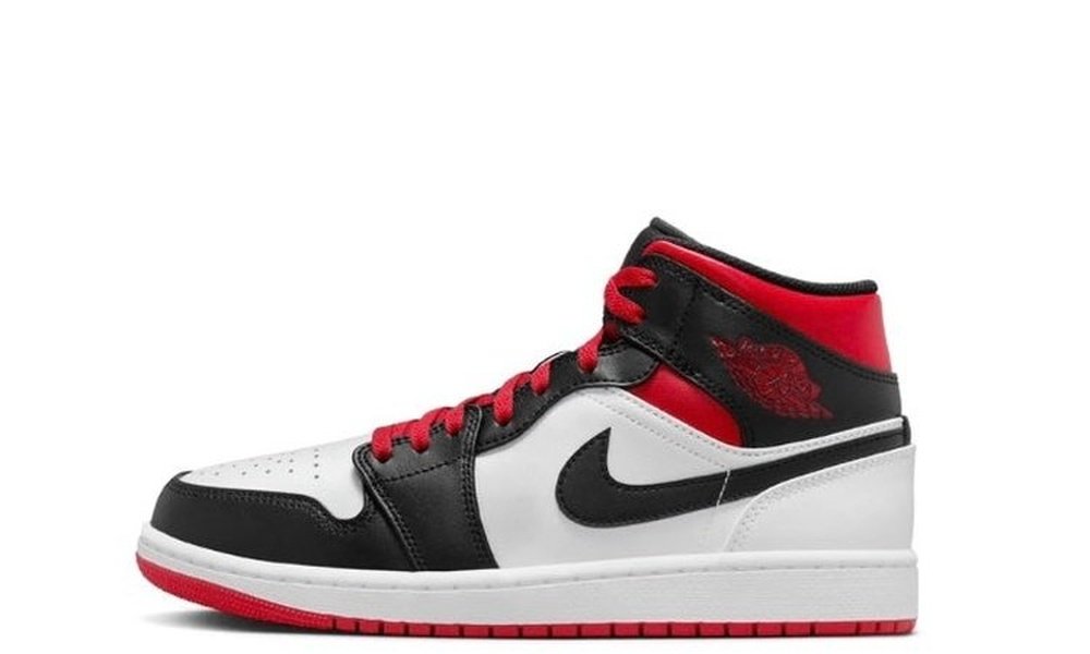 Jordan 1 Mid Chicago Bulls White Heel